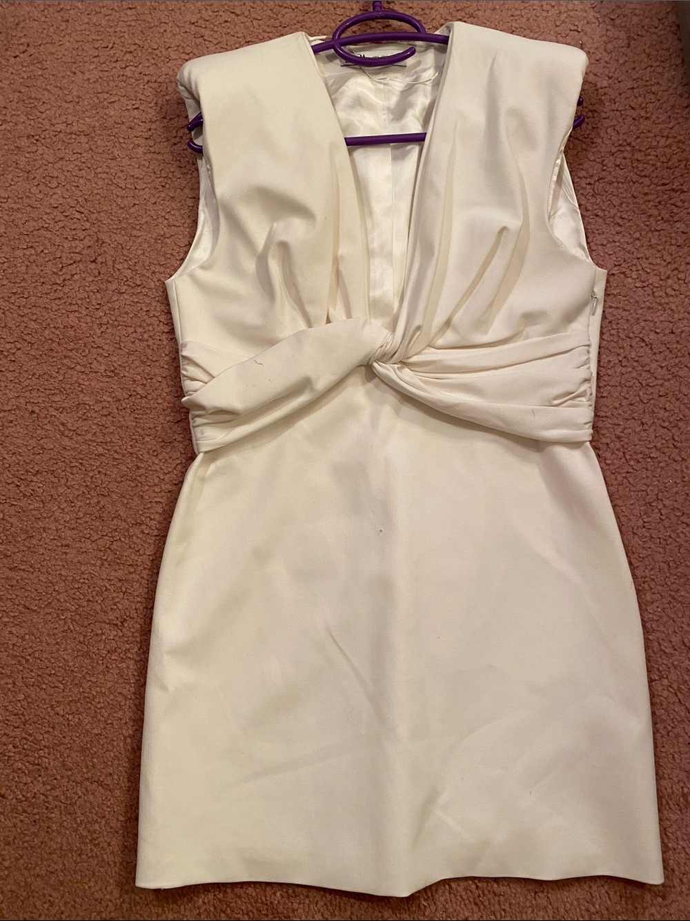 White mini dress by Zara , size L, new